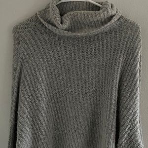 Gray Knit Cowl Neck Sweater